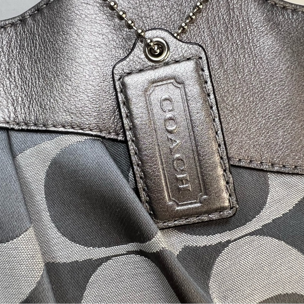 Coach Gray and Silver Signature Hobo Shoulder Bag - Picture 10 of 16
